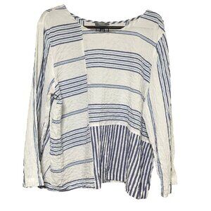 Habitat Blue and White Striped Patchwork Coastal Lagenlook Blouse